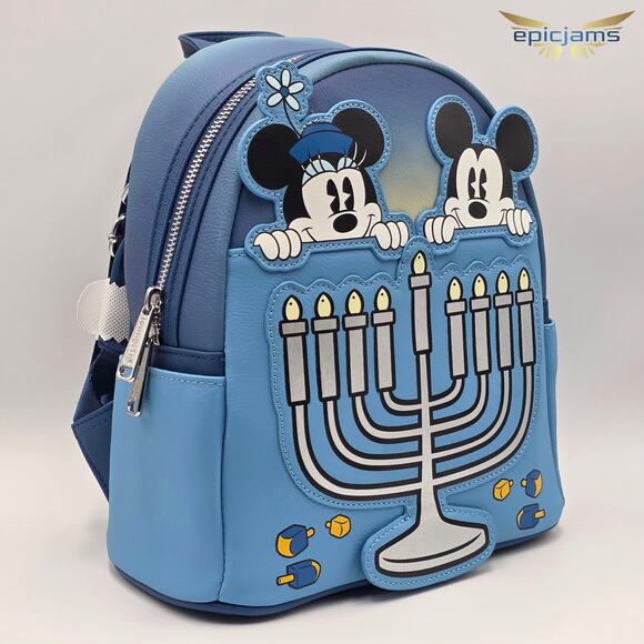 Loungefly Disney Mickey & Minnie Mouse Hanukkah Light-Up Mini Backpack New - Picture 3 of 5